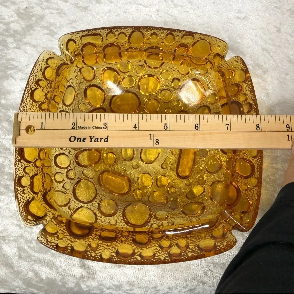 Vintage set of 2 Ashtrays bubble pebble art glass design